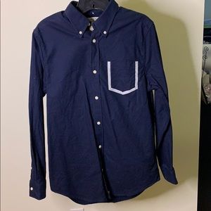 Navy button down